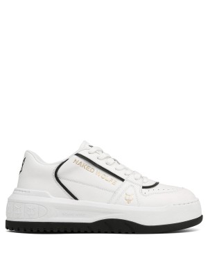 Naked Wolfe Cara Lær Sneakers Dame Hvite | FKZ9988UD