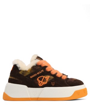 Naked Wolfe Crash Hairy Cow Semsket Skinn Ull Sneakers Dame Oransje | JFT6848WI