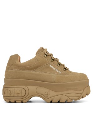 Naked Wolfe Sports Semsket Skinn Sneakers Dame Brune Grå | FQE3790JN