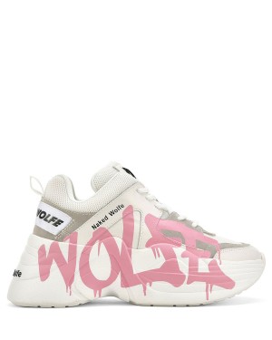 Naked Wolfe Track Logo Sneakers Dame Hvite Rosa | CPT9756YV