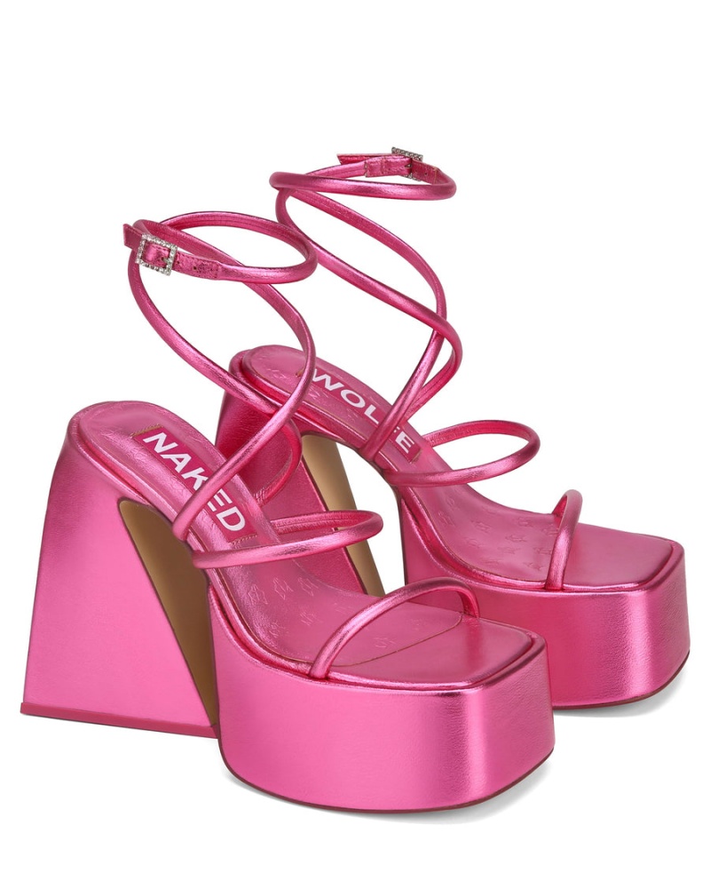 Naked Wolfe Angel Metallic Sandaler med Hæl Dame Rosa | GLB7683QU