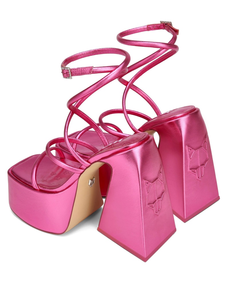 Naked Wolfe Angel Metallic Sandaler med Hæl Dame Rosa | GLB7683QU