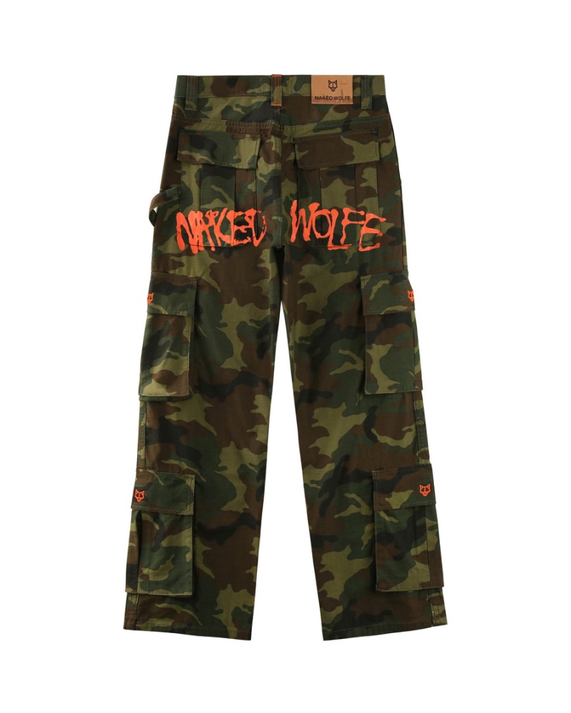 Naked Wolfe Baggy Pocket Cargo Logo Bukse Herre Grønn Svarte | HGE4394UZ