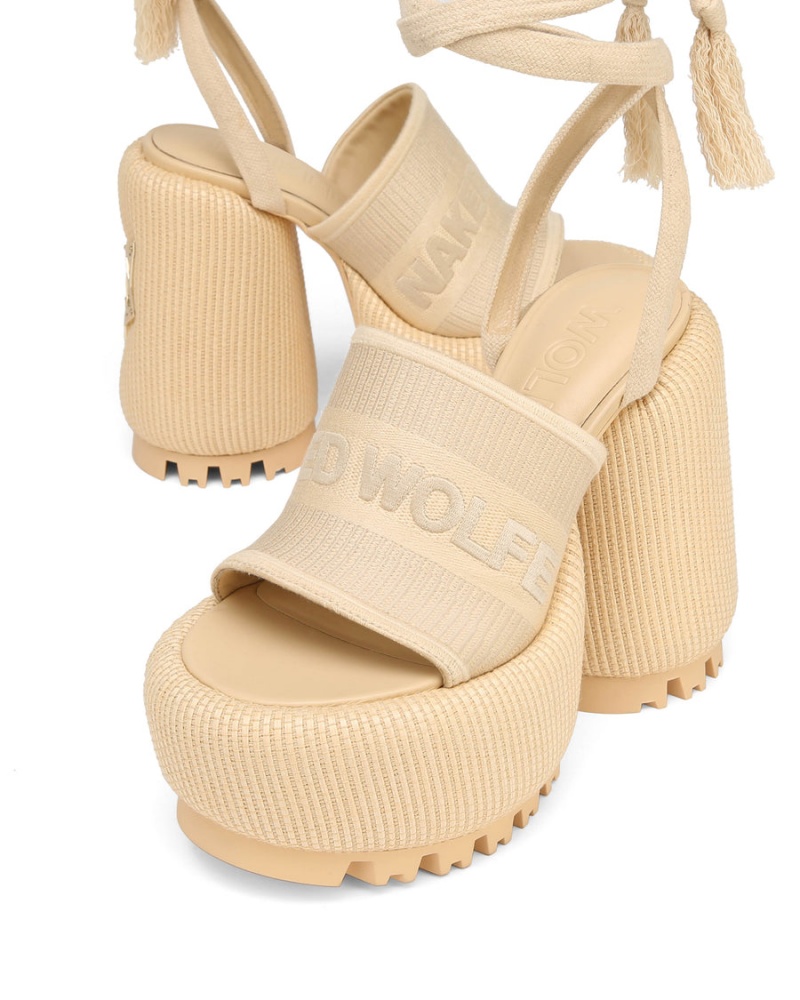 Naked Wolfe Beach Sandaler med Hæl Dame Hvite Beige | KVO8884DT