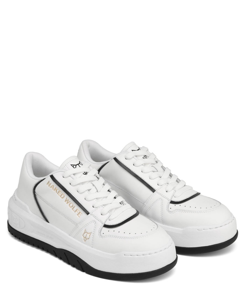 Naked Wolfe Cara Lær Sneakers Dame Hvite | FKZ9988UD