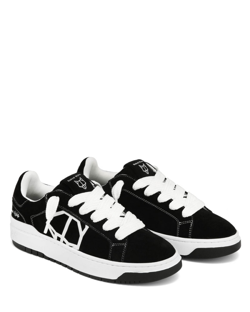 Naked Wolfe Chrome Semsket Skinn Sneakers Herre Svarte | VYX2065ZN