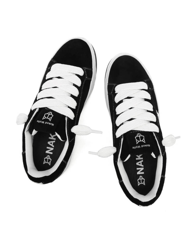 Naked Wolfe Chrome Semsket Skinn Sneakers Herre Svarte | VYX2065ZN