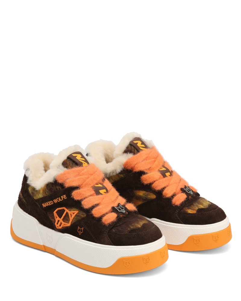 Naked Wolfe Crash Hairy Cow Semsket Skinn Ull Sneakers Dame Oransje | JFT6848WI