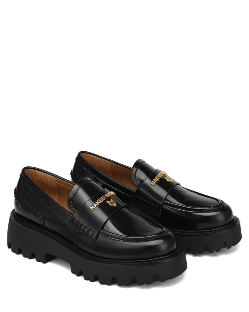 Naked Wolfe Flawed Box Loafers Dame Svarte | VSI8538SL