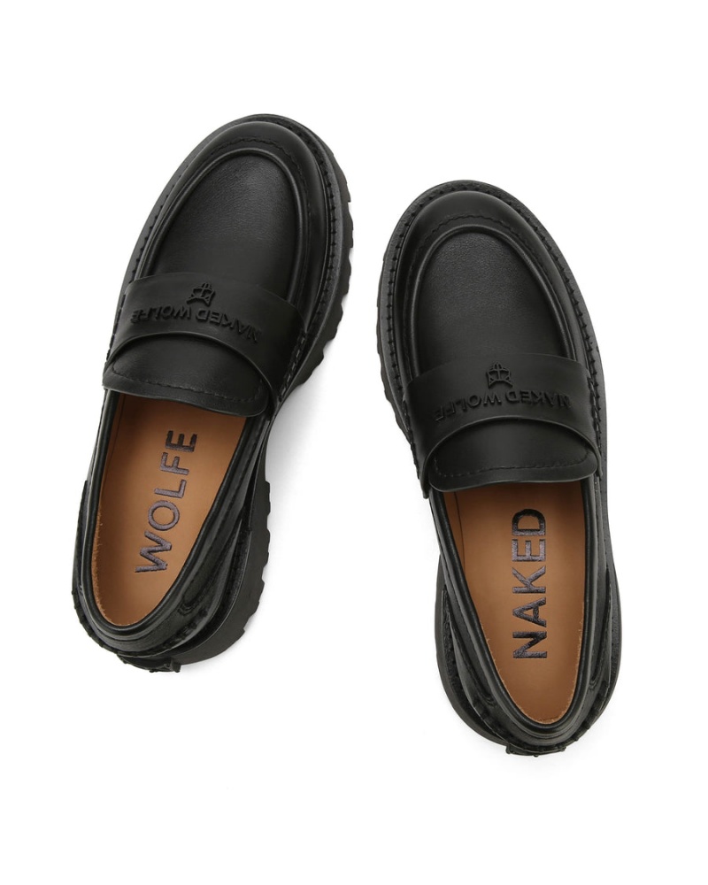 Naked Wolfe Flawed Lær Loafers Dame Svarte | DES5286XU