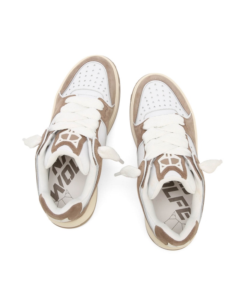 Naked Wolfe Kash Semsket Skinn Sneakers Herre Grå Brune Hvite | HTY6428TT