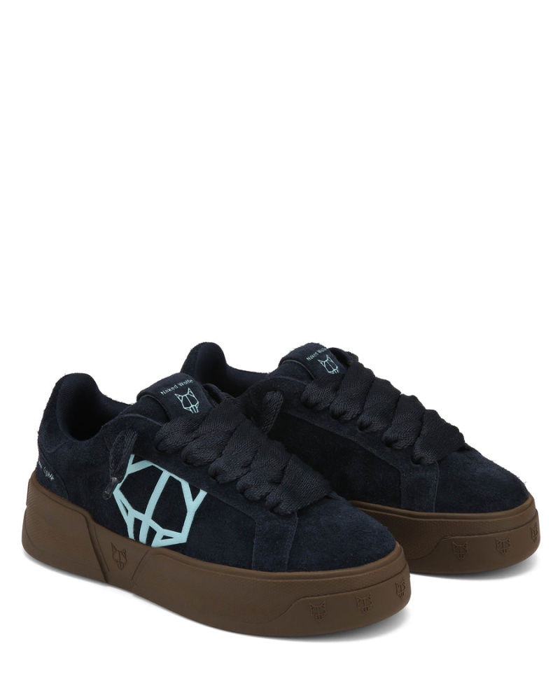 Naked Wolfe Kray Hairy Cow Semsket Skinn Sneakers Herre Mørke Blå | FYO5245MZ