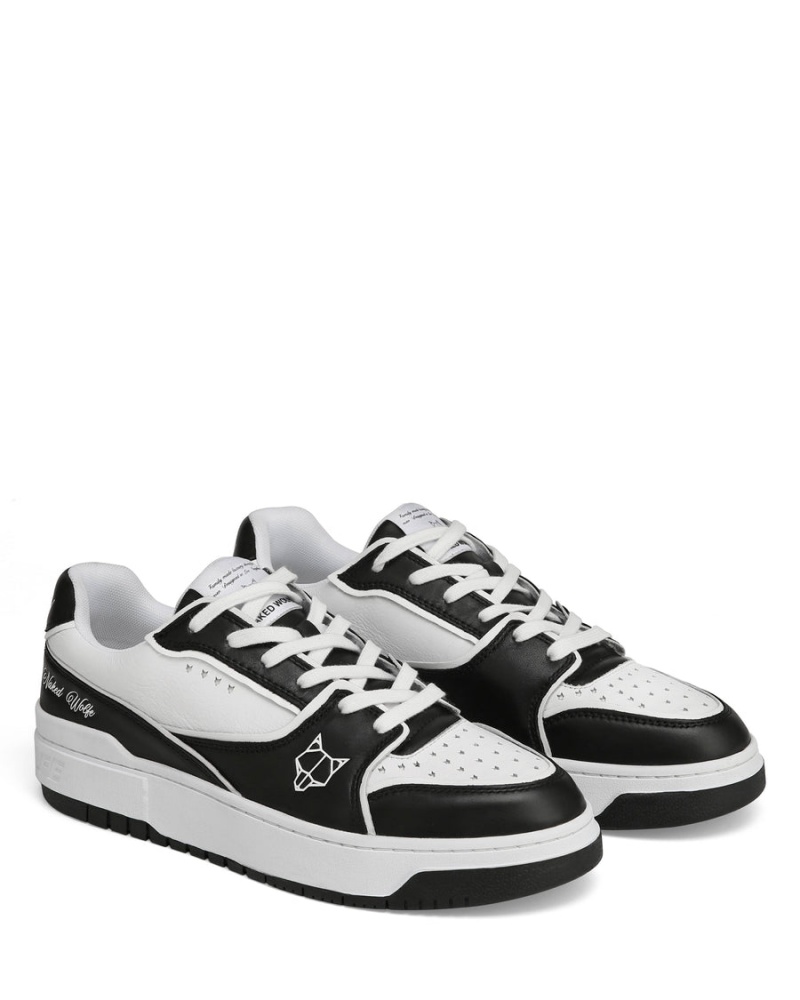 Naked Wolfe NW-01 Lær Sneakers Herre Svarte Hvite | LDQ7376QX