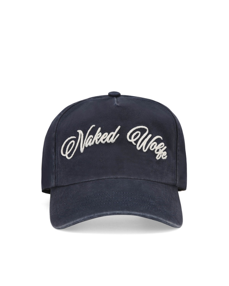 Naked Wolfe Signature Unconstructed Washed Caps Dame Marineblå | GDT6458WO