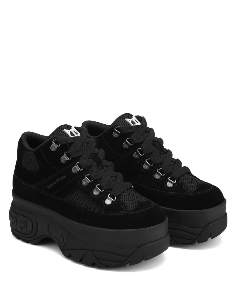 Naked Wolfe Slash Kid Semsket Skinn Sneakers Dame Svarte | VLK9260GW