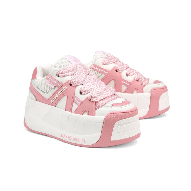 Naked Wolfe Slider Baby Sneakers Dame Rosa Hvite | LZU625SH