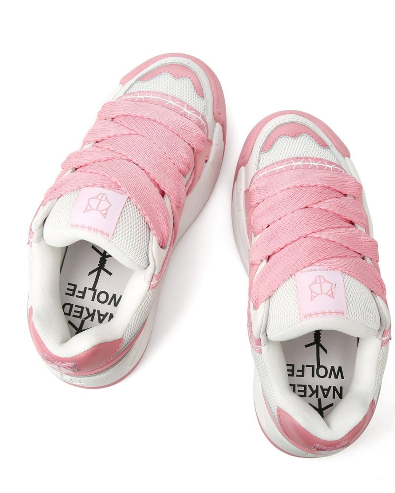 Naked Wolfe Slider Baby Sneakers Dame Rosa Hvite | LZU625SH