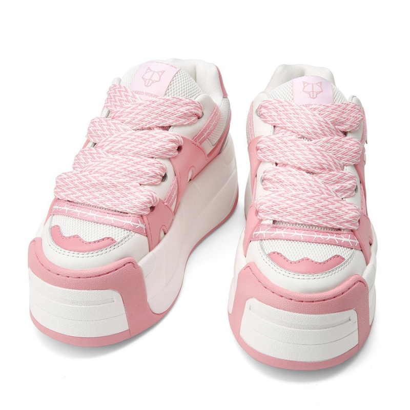 Naked Wolfe Slider Baby Sneakers Dame Rosa Hvite | LZU625SH