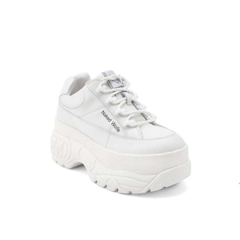 Naked Wolfe Sports Lær Sneakers Dame Hvite | GZU6756YM