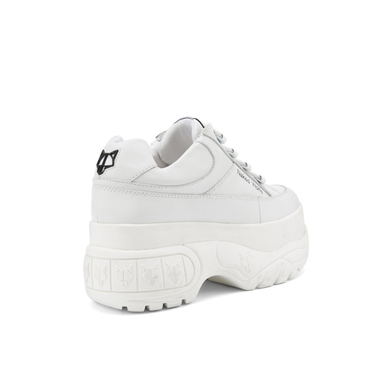 Naked Wolfe Sports Lær Sneakers Dame Hvite | GZU6756YM