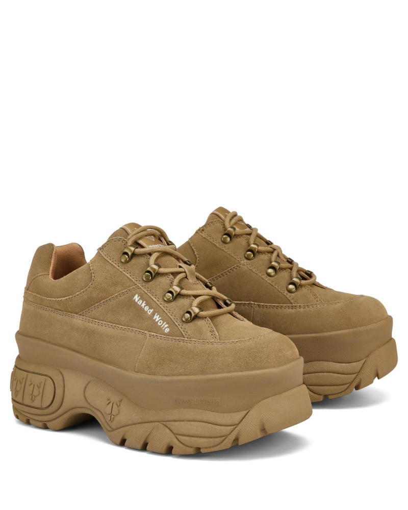 Naked Wolfe Sports Semsket Skinn Sneakers Dame Brune Grå | FQE3790JN