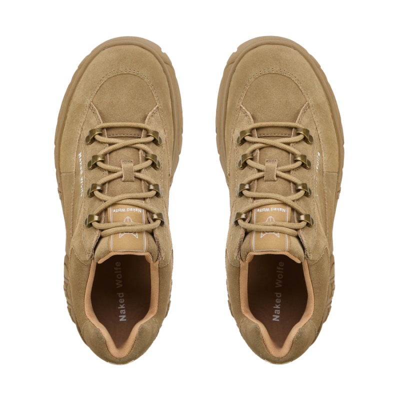 Naked Wolfe Sports Semsket Skinn Sneakers Dame Brune Grå | FQE3790JN