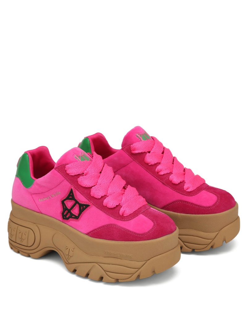 Naked Wolfe Warrior Velvet Sneakers Dame Rosa Grønn | ARD4748CZ