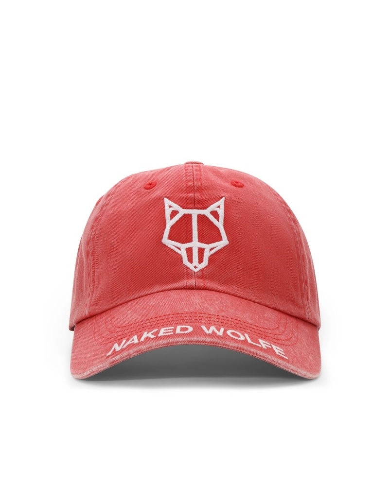 Naked Wolfe Washed Baseball Caps Dame Rød Hvite | KZD3817GD