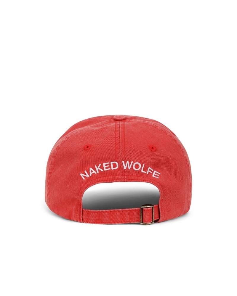 Naked Wolfe Washed Baseball Caps Herre Rød Hvite | KZU3177QD